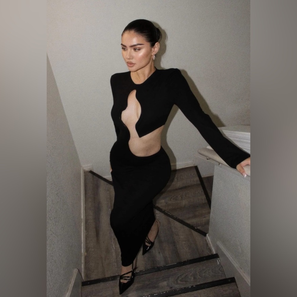 Fashion Nova Denise Cut Out Maxi Dress - Black